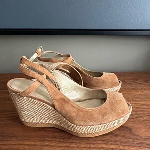 Strappy suede wedge espadrilles